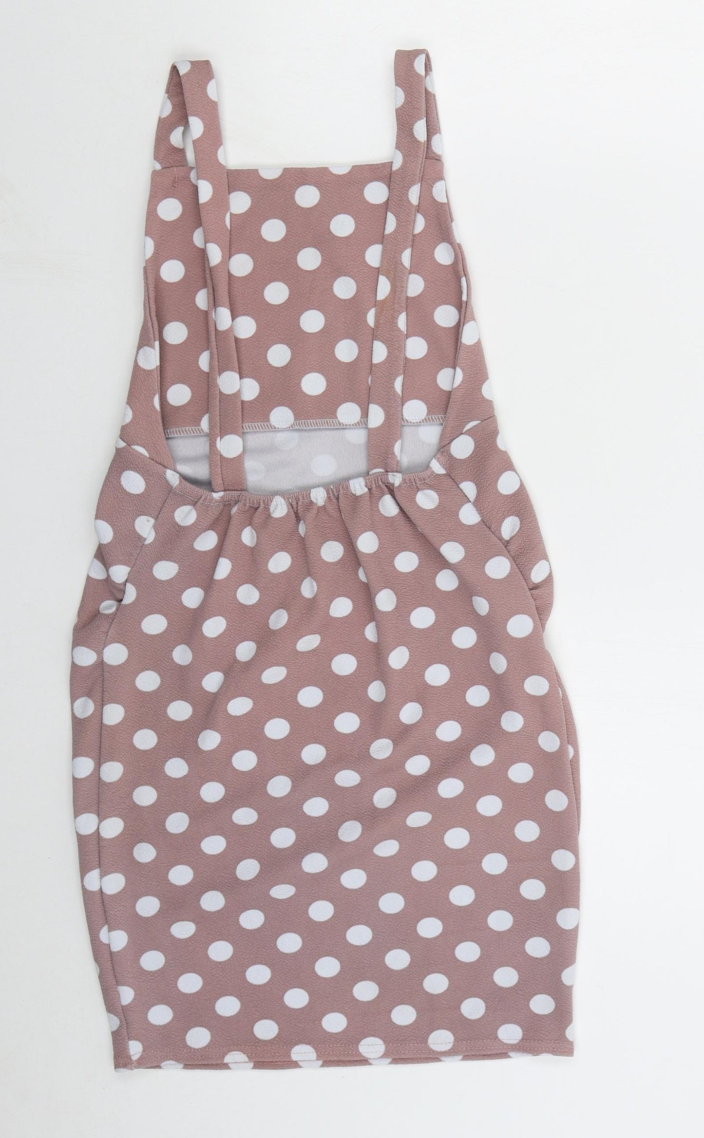 Boohoo Womens Pink Polka Dot Polyester Mini  Size 8  Square Neck Pullover