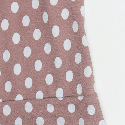 Boohoo Womens Pink Polka Dot Polyester Mini  Size 8  Square Neck Pullover