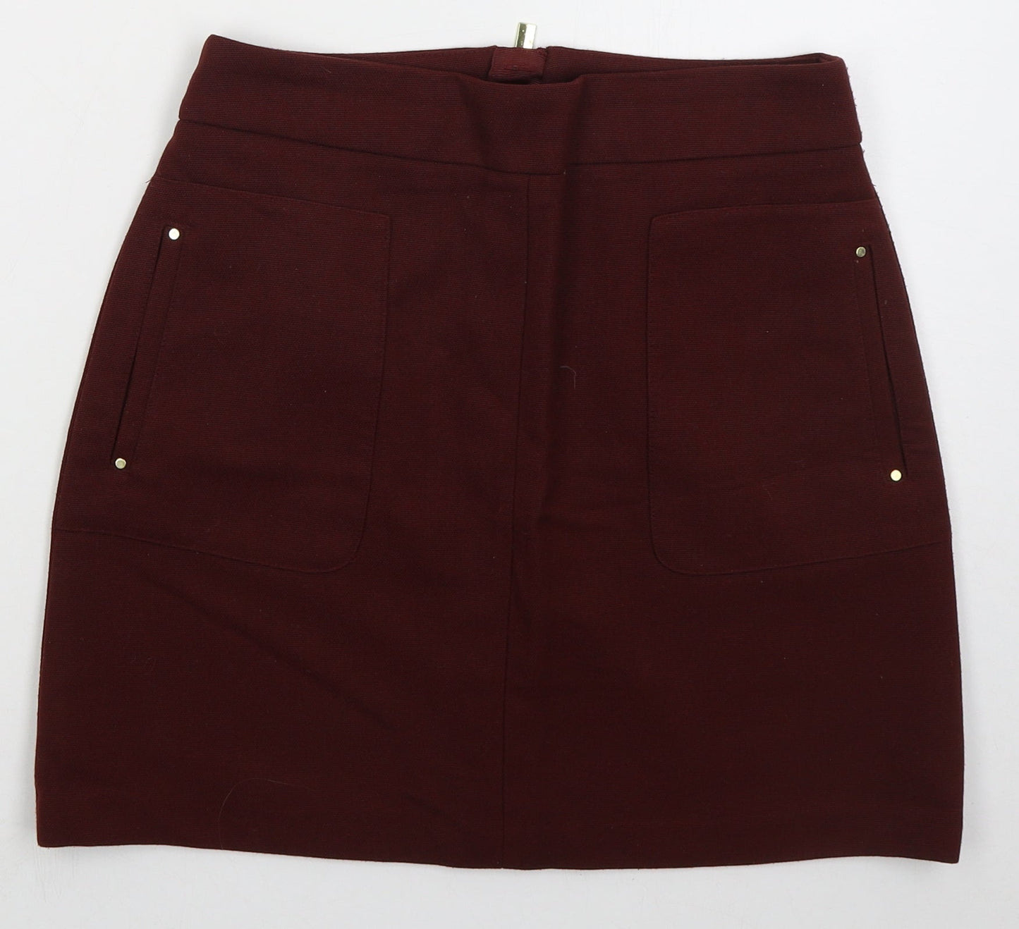 H&M Womens Red  Polyester Mini Skirt Size 10   Zip