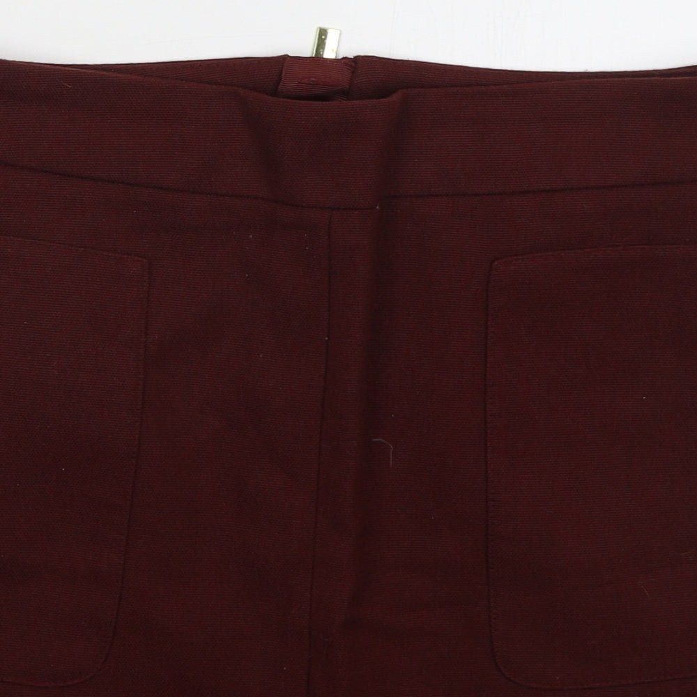 H&M Womens Red  Polyester Mini Skirt Size 10   Zip