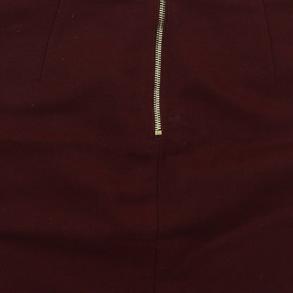 H&M Womens Red  Polyester Mini Skirt Size 10   Zip