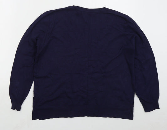 George Womens Blue Crew Neck  Viscose Pullover Jumper Size 14