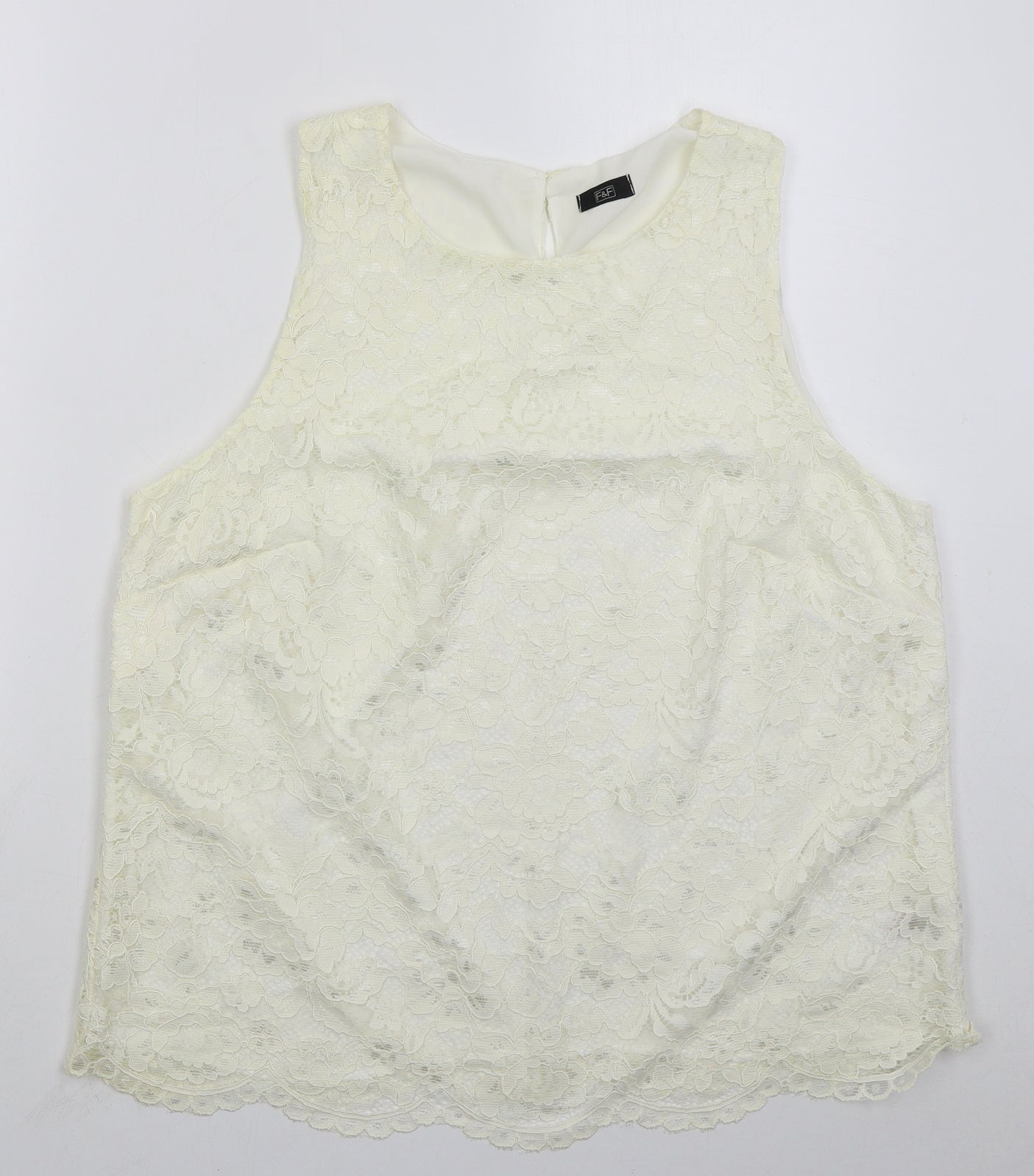 F&F Womens Ivory  Nylon Basic Tank Size 20 Round Neck