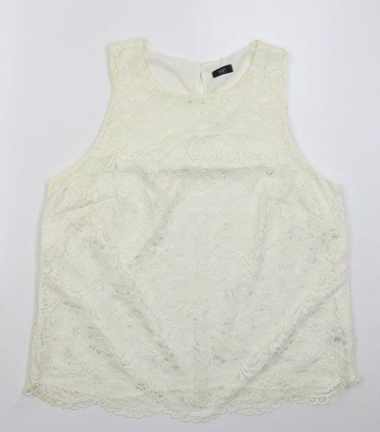 F&F Womens Ivory  Nylon Basic Tank Size 20 Round Neck