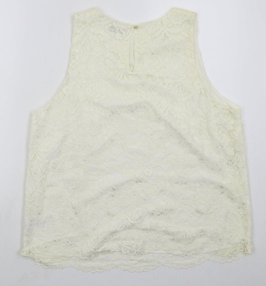 F&F Womens Ivory  Nylon Basic Tank Size 20 Round Neck