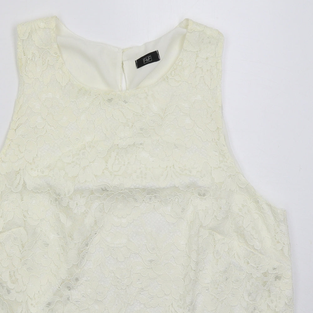 F&F Womens Ivory  Nylon Basic Tank Size 20 Round Neck