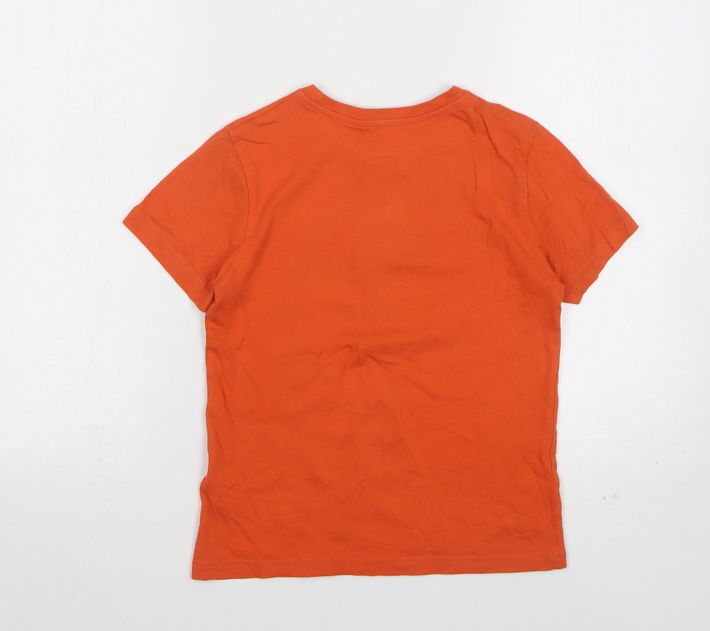 Primark Boys Orange  Cotton Basic T-Shirt Size 7-8 Years Round Neck