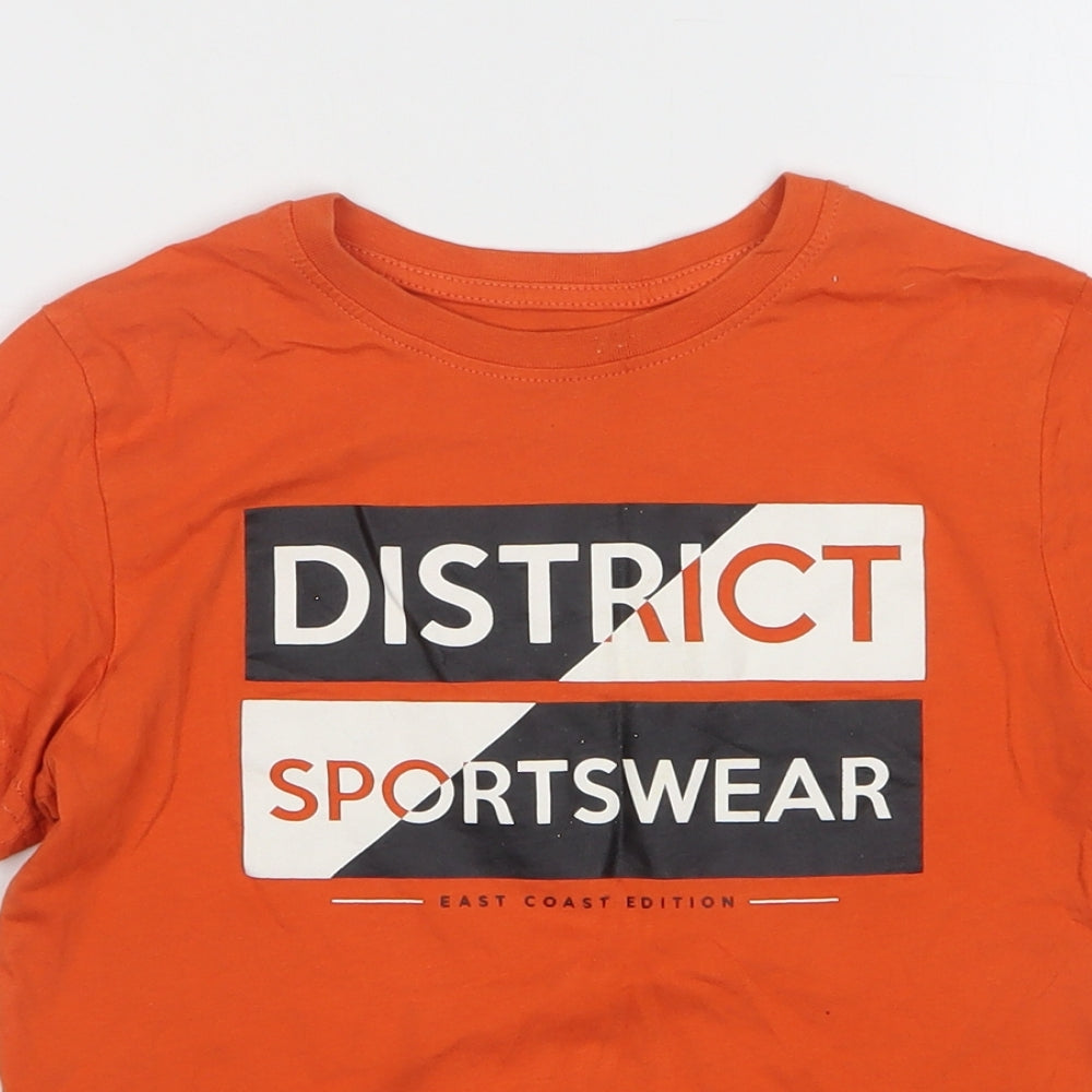 Primark Boys Orange  Cotton Basic T-Shirt Size 7-8 Years Round Neck