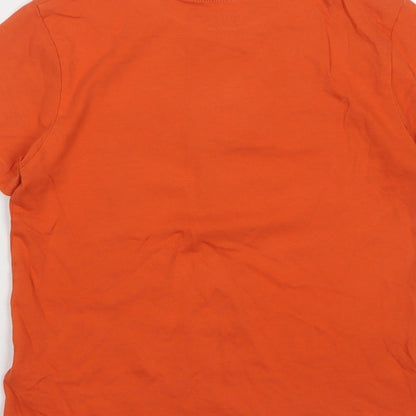 Primark Boys Orange  Cotton Basic T-Shirt Size 7-8 Years Round Neck