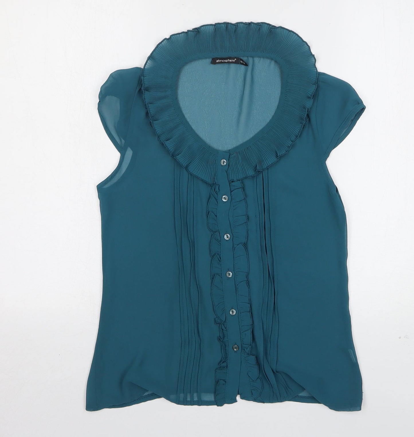Womens UK Size 10 Atmosphere Green Basic Blouse