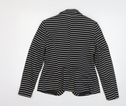 F&F Womens Black Striped Polyester Jacket Blazer Size 10