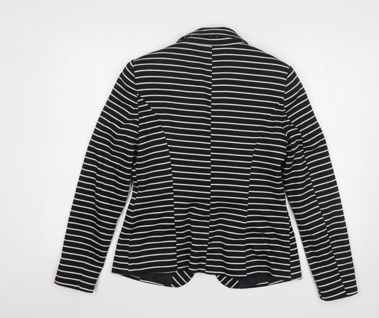 F&F Womens Black Striped Polyester Jacket Blazer Size 10