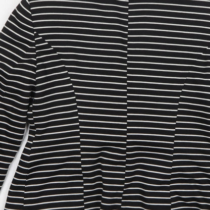 F&F Womens Black Striped Polyester Jacket Blazer Size 10