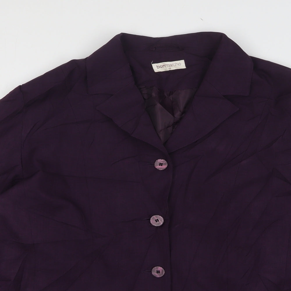 Bonmarché Womens Purple  Polyester Jacket Suit Jacket Size 16