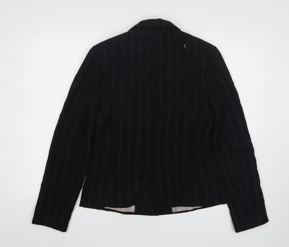 Wallis Womens Black Striped Polyester Jacket Suit Jacket Size 12