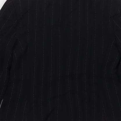 Wallis Womens Black Striped Polyester Jacket Suit Jacket Size 12