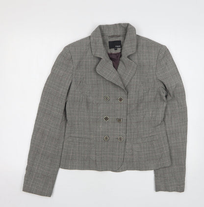 NEXT Womens Grey Check Polyacrylate Fibre Jacket Suit Jacket Size 10