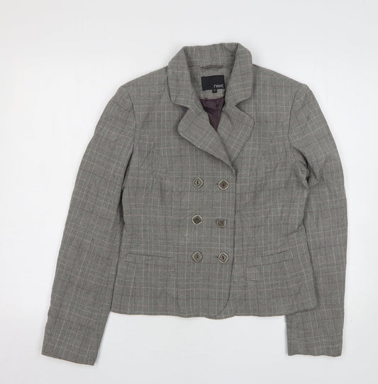 NEXT Womens Grey Check Polyacrylate Fibre Jacket Suit Jacket Size 10