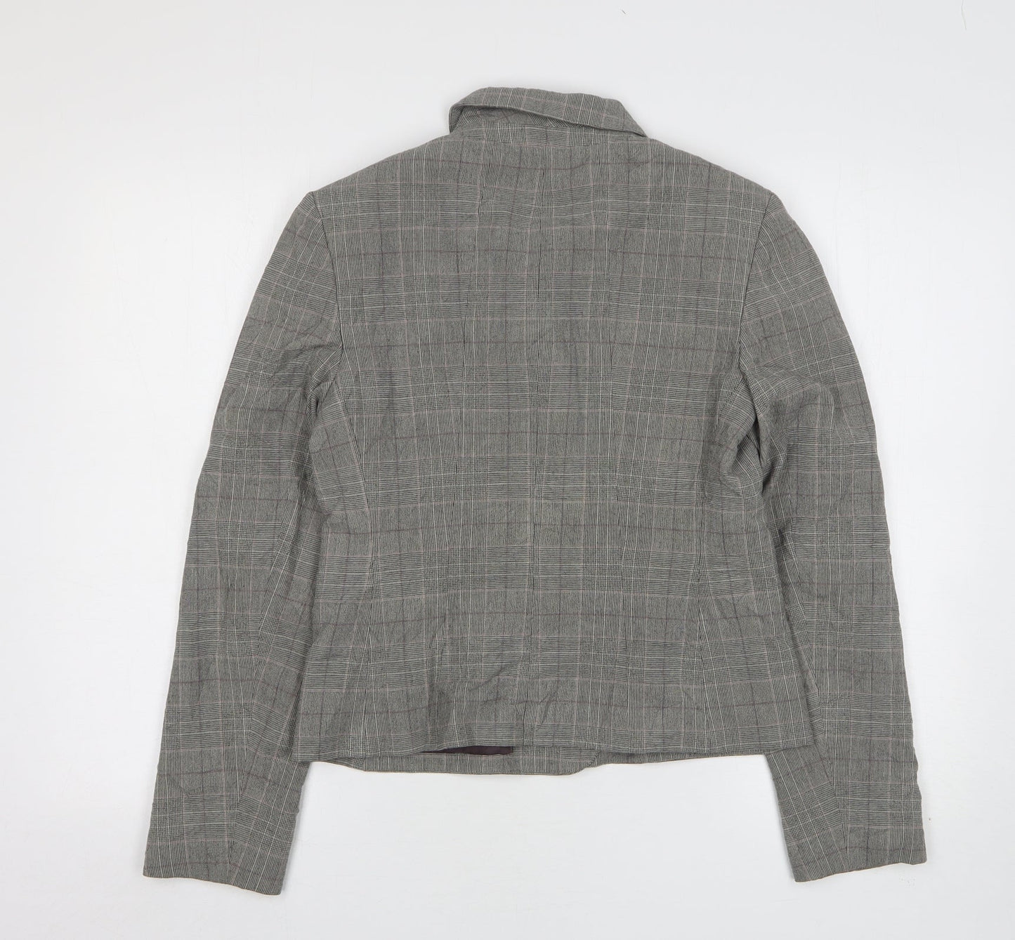 NEXT Womens Grey Check Polyacrylate Fibre Jacket Suit Jacket Size 10