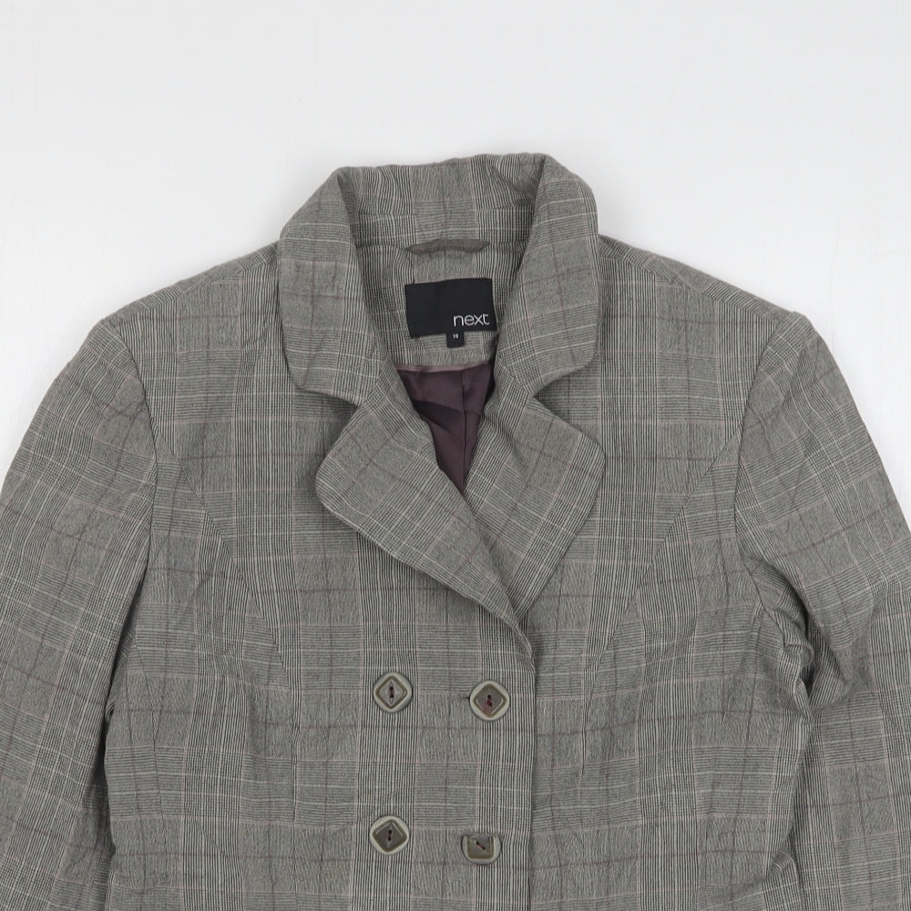 NEXT Womens Grey Check Polyacrylate Fibre Jacket Suit Jacket Size 10