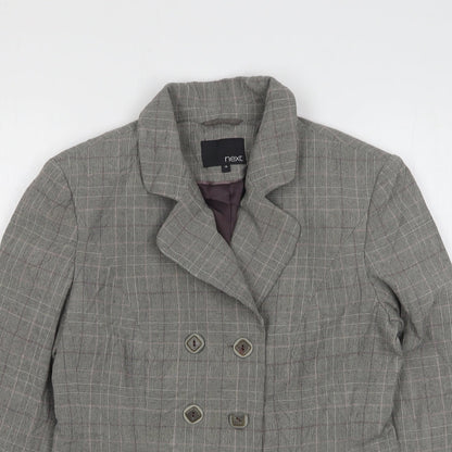 NEXT Womens Grey Check Polyacrylate Fibre Jacket Suit Jacket Size 10