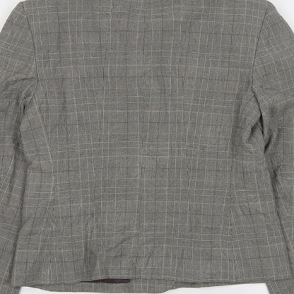 NEXT Womens Grey Check Polyacrylate Fibre Jacket Suit Jacket Size 10