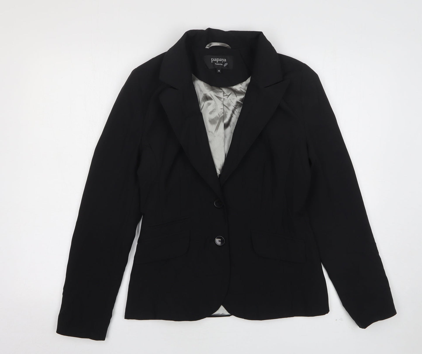 Papaya Womens Black  Polyester Jacket Suit Jacket Size 10