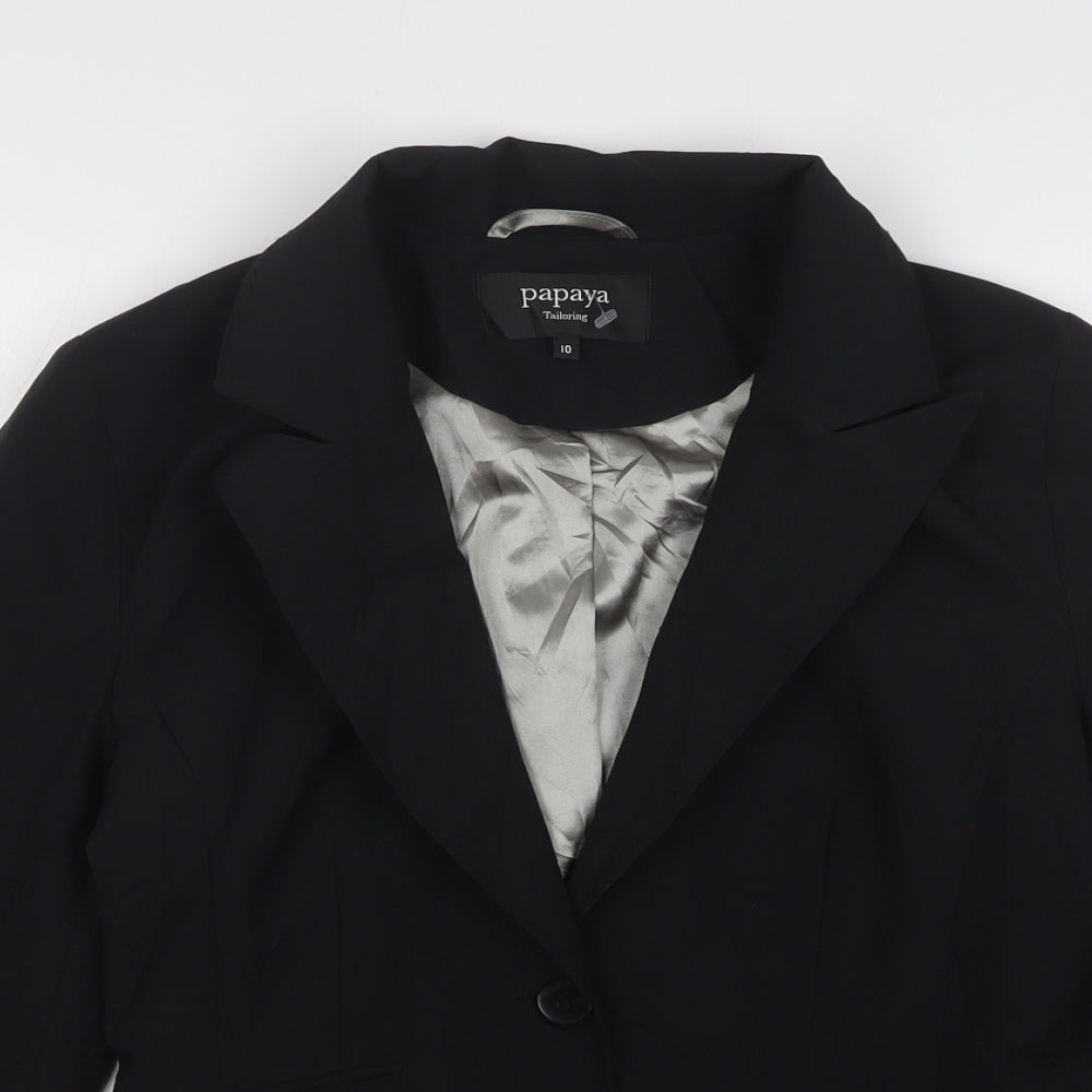 Papaya Womens Black  Polyester Jacket Suit Jacket Size 10
