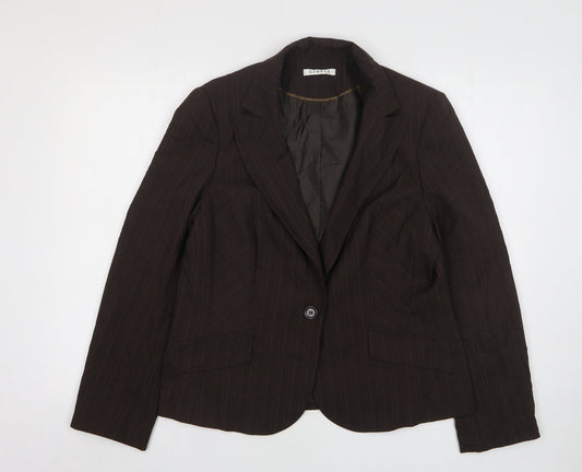 George Womens Brown Striped Polyester Jacket Suit Jacket Size 16
