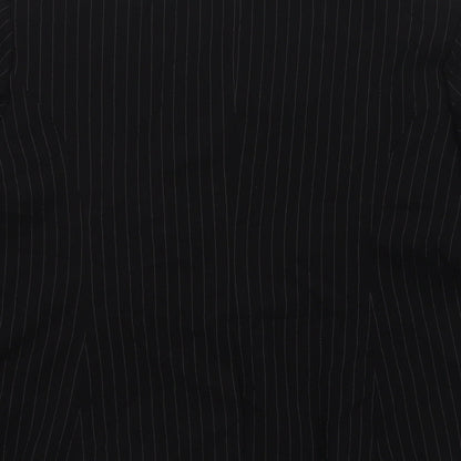 One Womens Black Striped Polyester Jacket Suit Jacket Size 14