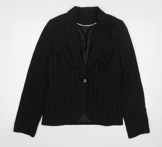 Dorothy Perkins Womens Black Striped Polyester Jacket Suit Jacket Size 12