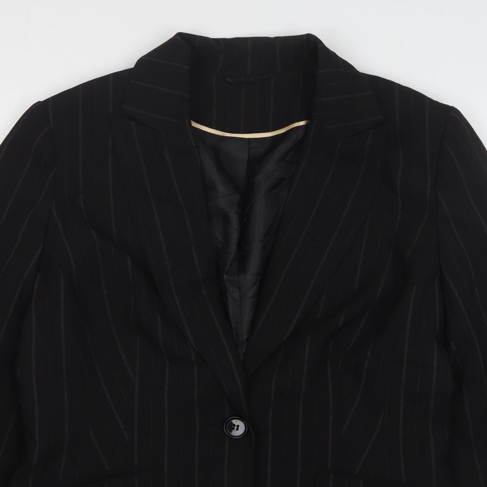 Dorothy Perkins Womens Black Striped Polyester Jacket Suit Jacket Size 12