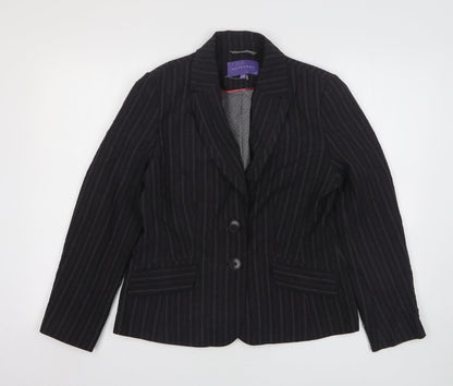 Autonomy  Womens Grey Striped Polyester Jacket Suit Jacket Size 12
