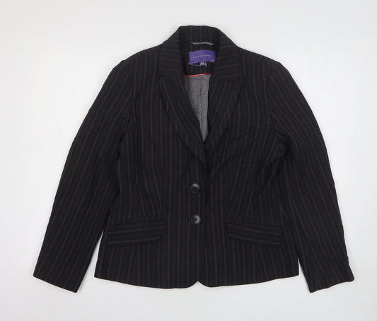 Autonomy  Womens Grey Striped Polyester Jacket Suit Jacket Size 12