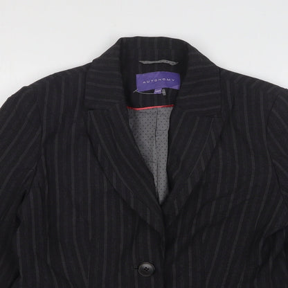 Autonomy  Womens Grey Striped Polyester Jacket Suit Jacket Size 12
