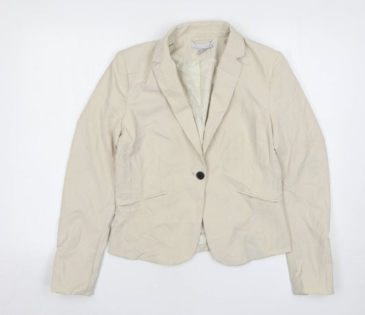 H&M Womens Beige  Polyester Jacket Suit Jacket Size 10