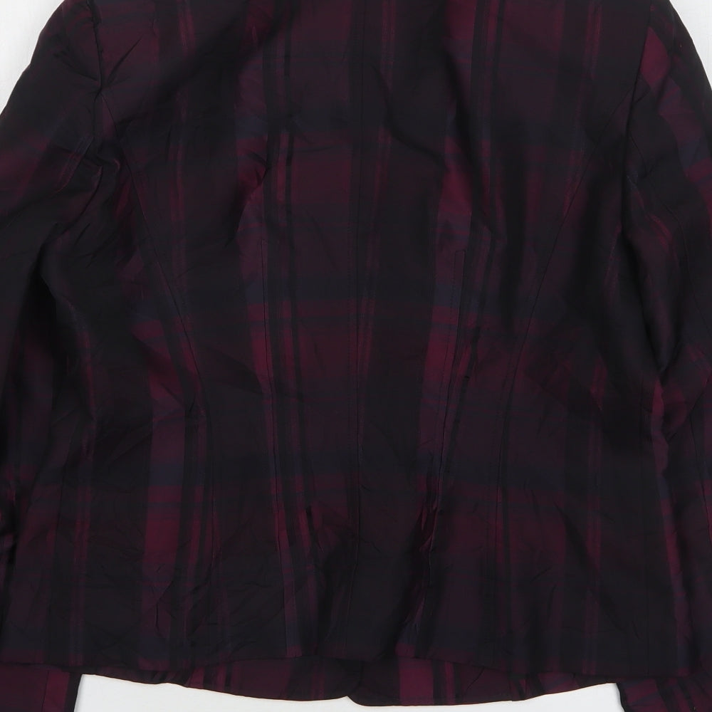 Betty Barclay Womens Purple Plaid Polyester Jacket Suit Jacket Size 14
