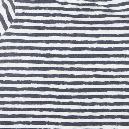 F&F Boys Blue Striped 100% Cotton Jersey T-Shirt Size 12-18 Months Crew Neck Pullover