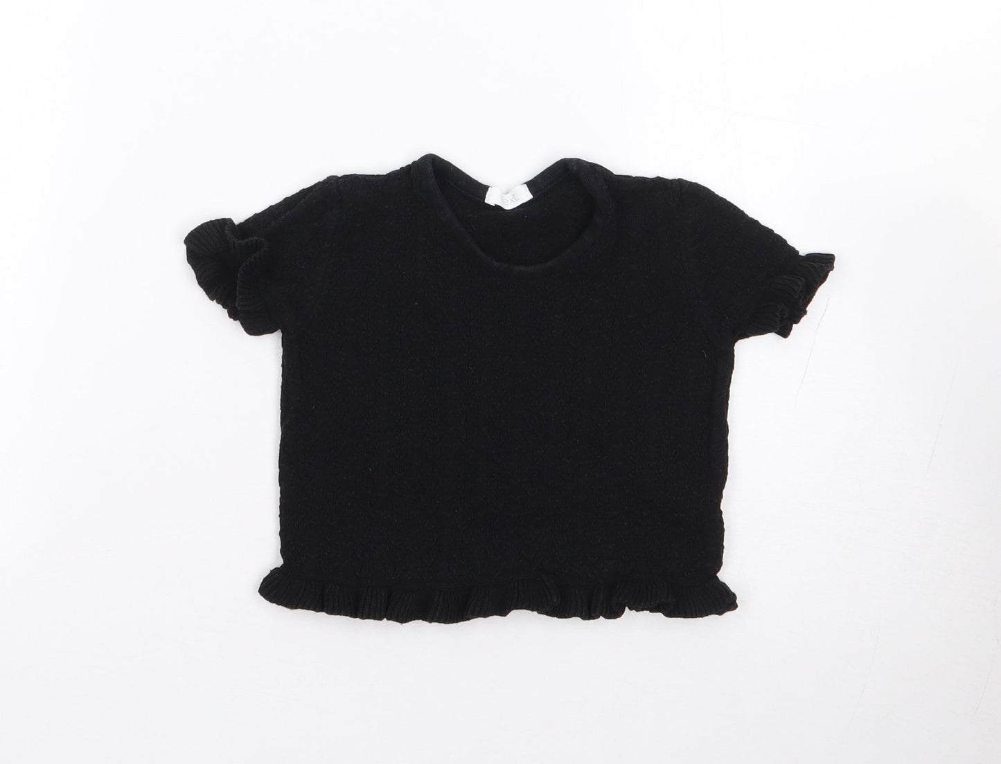 NEXT Girls Black  100% Cotton Jersey T-Shirt Size 5 Years Crew Neck Pullover