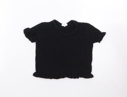 NEXT Girls Black  100% Cotton Jersey T-Shirt Size 5 Years Crew Neck Pullover