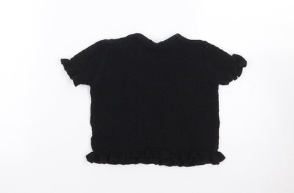 NEXT Girls Black  100% Cotton Jersey T-Shirt Size 5 Years Crew Neck Pullover