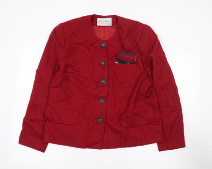 Vivienne Laurence Womens Red   Jacket  Size 14  Button