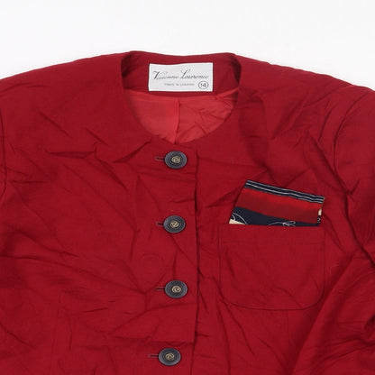 Vivienne Laurence Womens Red   Jacket  Size 14  Button
