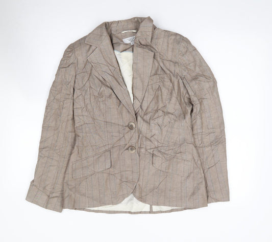 NEXT Womens Beige Striped Polyester Jacket Suit Jacket Size 10