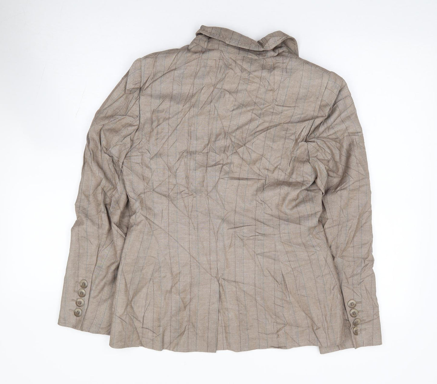 NEXT Womens Beige Striped Polyester Jacket Suit Jacket Size 10