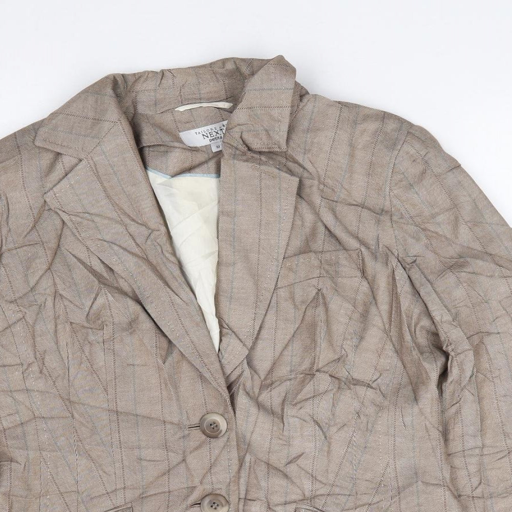 NEXT Womens Beige Striped Polyester Jacket Suit Jacket Size 10
