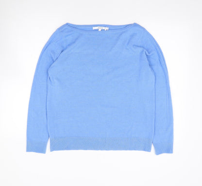Vida V Womens Blue Boat Neck  Acrylic Pullover Jumper Size L