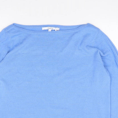 Vida V Womens Blue Boat Neck  Acrylic Pullover Jumper Size L