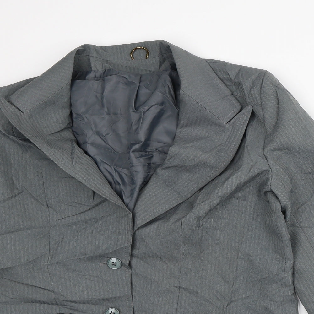 Made United Womens Green Striped  Jacket Blazer Size 12