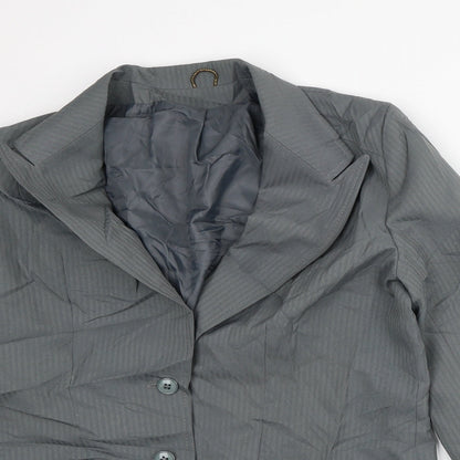 Made United Womens Green Striped  Jacket Blazer Size 12